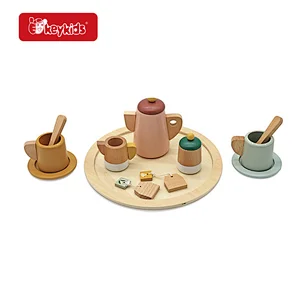 Pretend Play Kitchen Accessories Wooden Toys Tea Set for Toddler W10D579